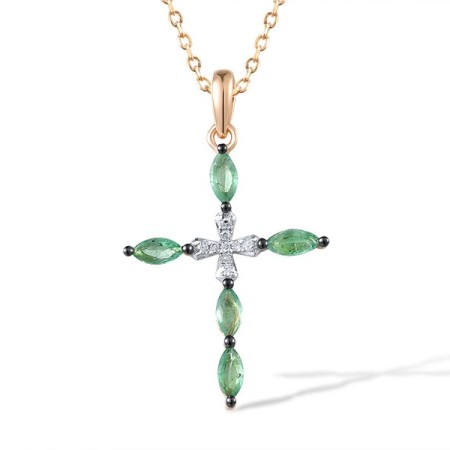 14KRWB Pendant Diamond,Emerald (P306117EMR14KRWB)