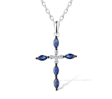14KWB Pendant Blue Sapphire,Diamond (P306117SAP14KWB)