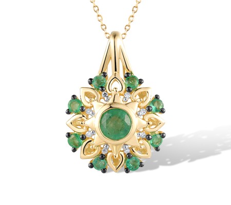 14KYWB Pendant Diamond,Emerald (P306211EMR14KYWB)