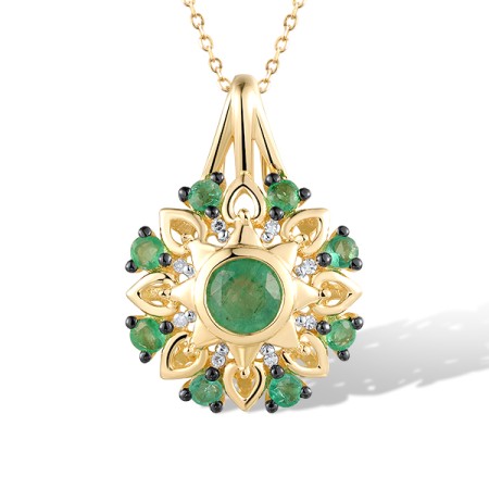 14KYWB Pendant Diamond,Emerald (P306211EMR14KYWB)