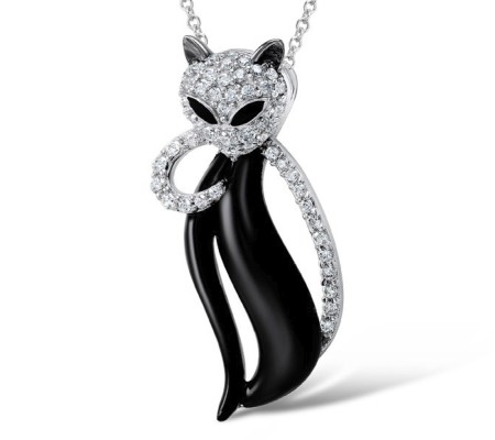 Sterling Silver Pendant Enamel,White Cubic Zirconia (P306284ENASL925)