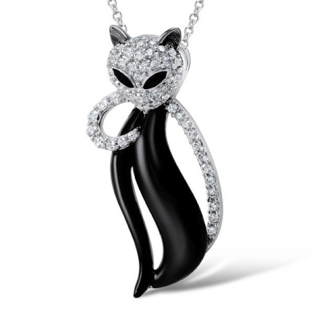 Sterling Silver Pendant Enamel,White Cubic Zirconia (P306284ENASL925)