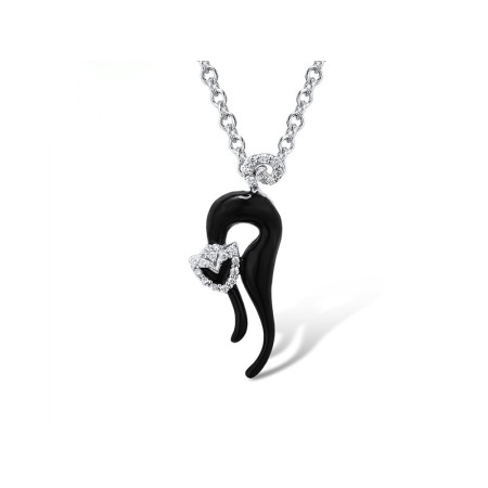 Sterling Silver Pendant Enamel,White Cubic Zirconia (P306285ENASL925)
