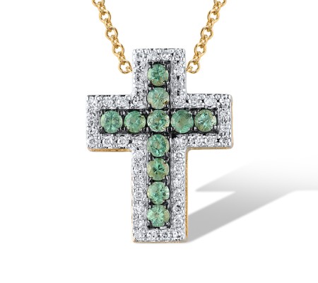 14KYWB Pendant Diamond,Emerald (P306537EMR14KYWB)