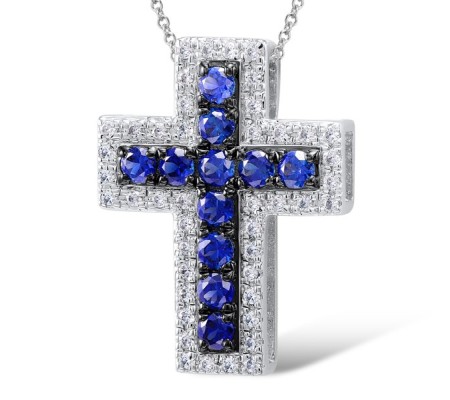 14KWB Pendant Blue Sapphire,Diamond (P306537SAP14KWB)