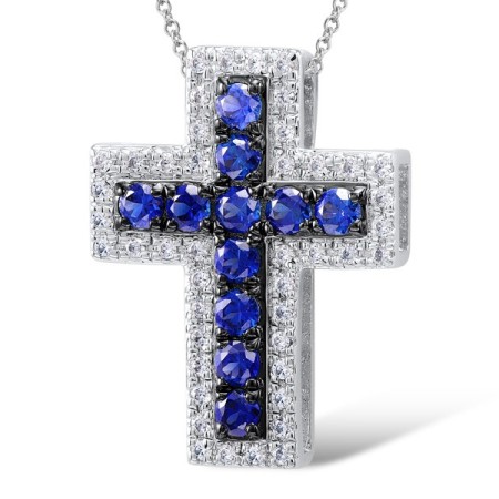 14KWB Pendant Blue Sapphire,Diamond (P306537SAP14KWB)