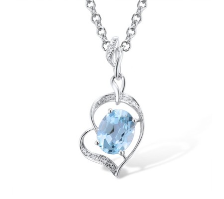 14KW Pendant Blue Topaz (Sky Blue),Diamond (P306541BKT14KW)