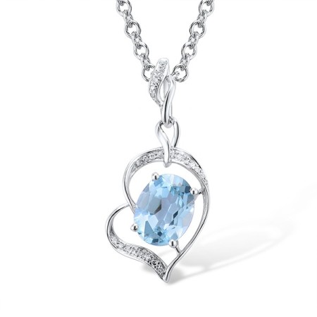 14KW Pendant Blue Topaz (Sky Blue),Diamond (P306541BKT14KW)