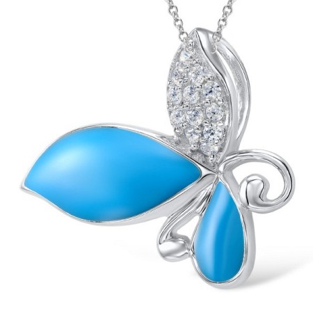 Sterling Silver Pendant Enamel,White Cubic Zirconia (P306682ENASL925)