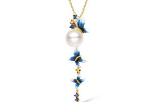 Sterling Silver w/ Yellow Plating Pendant Yellow Nano Cubic Zirconia (Ci,Enamel,Fresh Water White Pearl,Amethyst Cubic Zirconia,White Cubic Zirconia,Blue Nano Cubic Zirconia (P306720ENASY925)