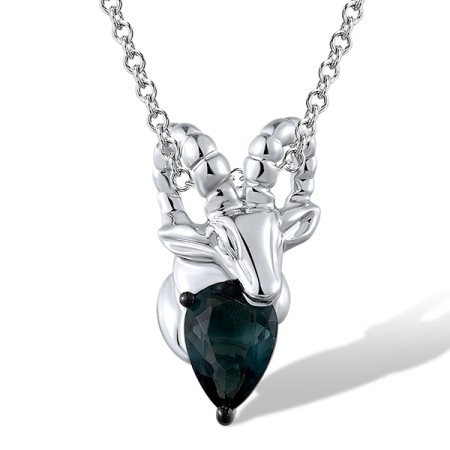 Sterling Silver w/ Black White Plating Pendant Blue Glass without chain (P306732BLGSK925)