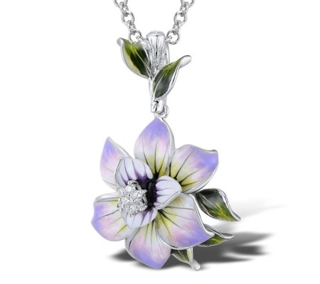 Sterling Silver Pendant Enamel,White Cubic Zirconia (P306759ENA1SL925)