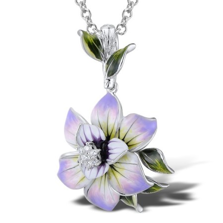 Sterling Silver Pendant Enamel,White Cubic Zirconia (P306759ENA1SL925)