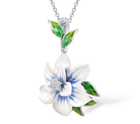Sterling Silver Pendant Enamel,White Cubic Zirconia (P306759ENASL925)