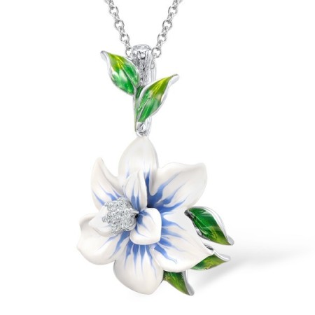 Sterling Silver Pendant Enamel,White Cubic Zirconia (P306759ENASL925)