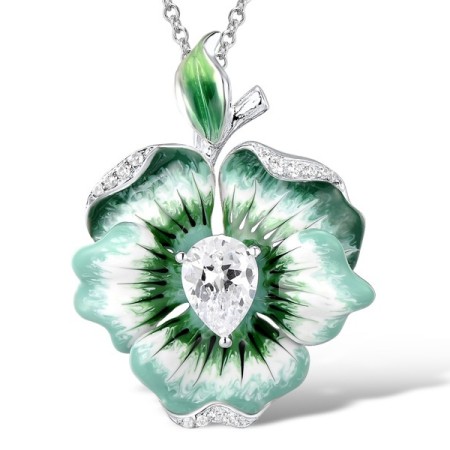 Sterling Silver Pendant Enamel,White Cubic Zirconia (P306768ENA3SL925)