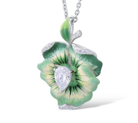 Sterling Silver Pendant Enamel,White Cubic Zirconia (P306768ENS3SL925)