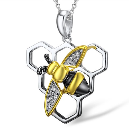 Sterling Silver w/ Yellow Black White Plating Pendant Diamond (P306842ADIASZ925)