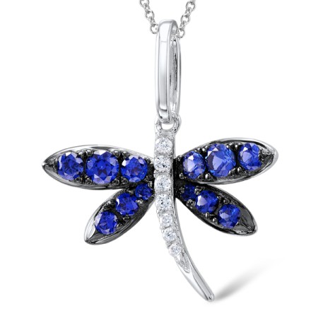 Sterling Silver w/ Black White Plating Pendant Blue Nano Cubic Zirconia,White Cubic Zirconia (P306874BZZSK925)