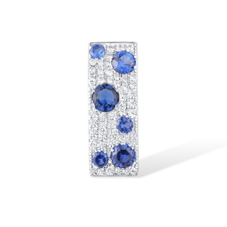 Sterling Silver Pendant Blue Glass,Blue Nano Cubic Zirconia,White Cubic Zirconia (P306887BLNZSL925)