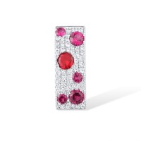 Sterling Silver Pendant Created Ruby,Red Glass,White Cubic Zirconia (P306887CRRZSL925)