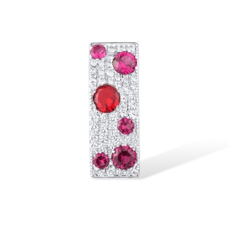 Sterling Silver Pendant Created Ruby,Red Glass,White Cubic Zirconia (P306887CRRZSL925)