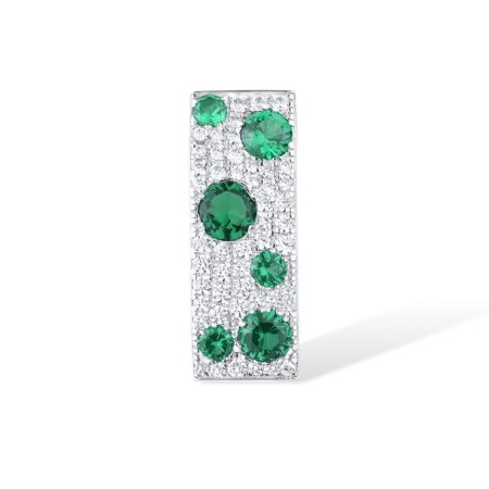 Sterling Silver Pendant Green Glass,Green Spinel,White Cubic Zirconia (P306887GGNZSL925)