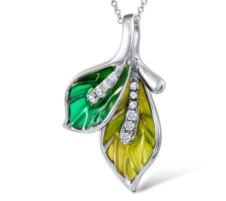 Sterling Silver Pendant Enamel,White Cubic Zirconia (P306966ENASL925)