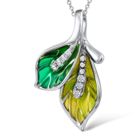 Sterling Silver Pendant Enamel,White Cubic Zirconia (P306966ENASL925)