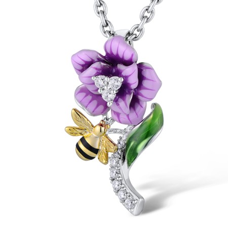 IONIC YELLOW PLATING Pendant Enamel,White Cubic Zirconia (P306970ENASP925)