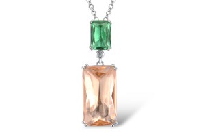 Sterling Silver Pendant White Cubic Zirconia,Champagne Glass,Green Glass (P307019AGCGZSL925)