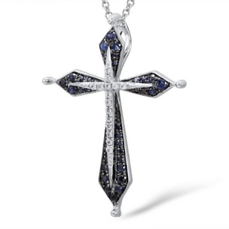 Sterling Silver Pendant Blue Sapphire,White Sapphire (P307066SWSSL925)