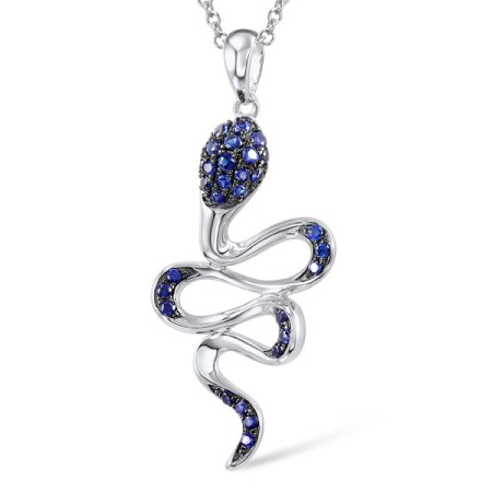 Sterling Silver w/ Black White Plating Pendant Blue Nano Cubic Zirconia (P307101BNZSK925)