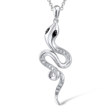 Sterling Silver w/ Black White Plating Pendant White Cubic Zirconia,Black spinel (P307103BSNZSK925)