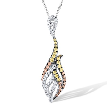 Sterling Silver Pendant White Cubic Zirconia,Yellow Cubic Zirconia,Champagne Cubic Zirconia (P307298CWYZSL925)
