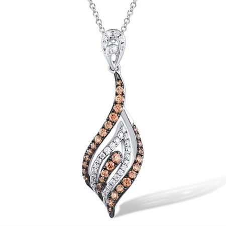 Sterling Silver Pendant White Cubic Zirconia,Champagne Cubic Zirconia (P307302CWZSL925)