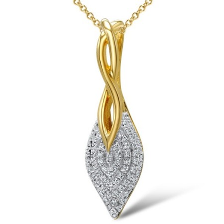 Sterling Silver w/ Yellow Plating Pendant White Cubic Zirconia (P307358WCZSY925)