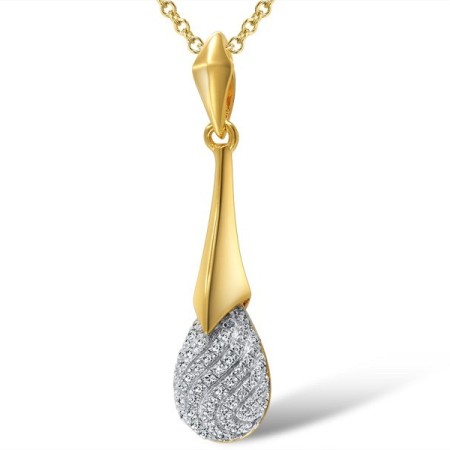 Sterling Silver w/ Yellow Plating Pendant White Cubic Zirconia (P307361WCZSY925)