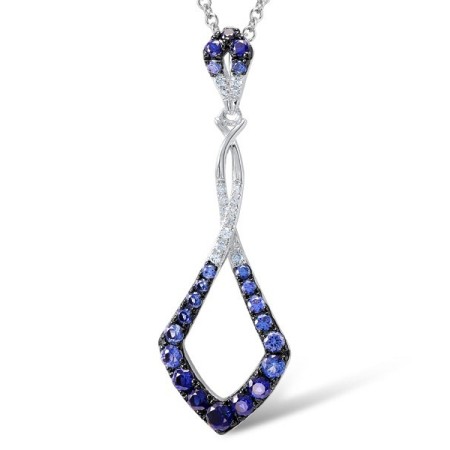Sterling Silver Pendant Blue Nano Cubic Zirconia,White Cubic Zirconia (P307418CRSZSL925)