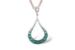 10KRWB Pendant Created Emerald,Created white sapphire (P307420CEW10KRWB)