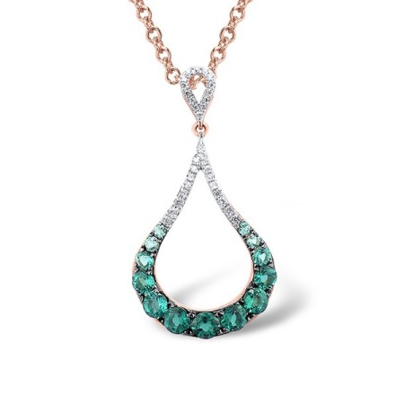 10KRWB Pendant Created Emerald,Created white sapphire (P307420CEW10KRWB)