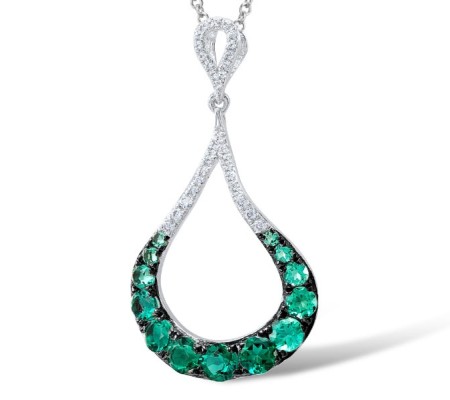 10KWB Pendant Created Emerald,Created white sapphire (P307420CEW10KWB)
