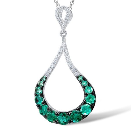 10KWB Pendant Created Emerald,Created white sapphire (P307420CEW10KWB)