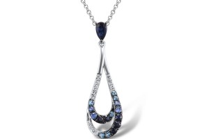 Sterling Silver Pendant Blue Sapphire,Blue Topaz (Swiss Blue),White Sapphire (P307424SBSWSSL925)