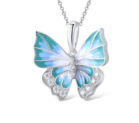 Sterling Silver Pendant Enamel,White Cubic Zirconia (P307459ENA3SL925)