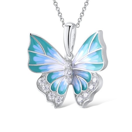 Sterling Silver Pendant Enamel,White Cubic Zirconia (P307459ENA3SL925)