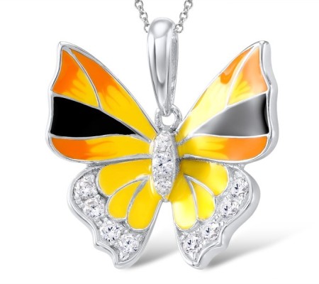 Sterling Silver Pendant Enamel,White Cubic Zirconia (P307459ENASL925)