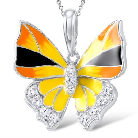 Sterling Silver Pendant Enamel,White Cubic Zirconia (P307459ENASL925)