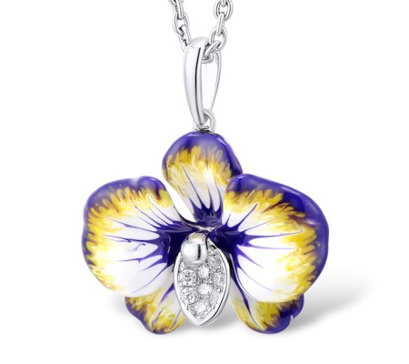 Sterling Silver Pendant White Cubic Zirconia,Enamel (P307460ENA3SL925)