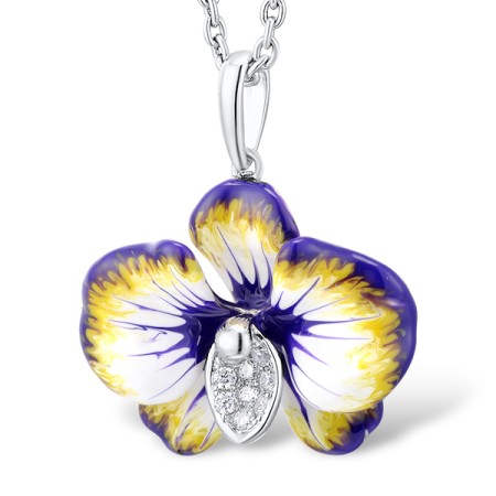 Sterling Silver Pendant White Cubic Zirconia,Enamel (P307460ENA3SL925)